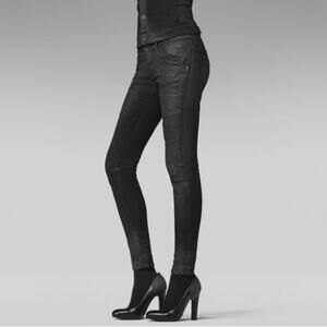 G-Star Jeans Womens Size 24 5620 Elwood Custom Slim Tapered Black Moto Stretch